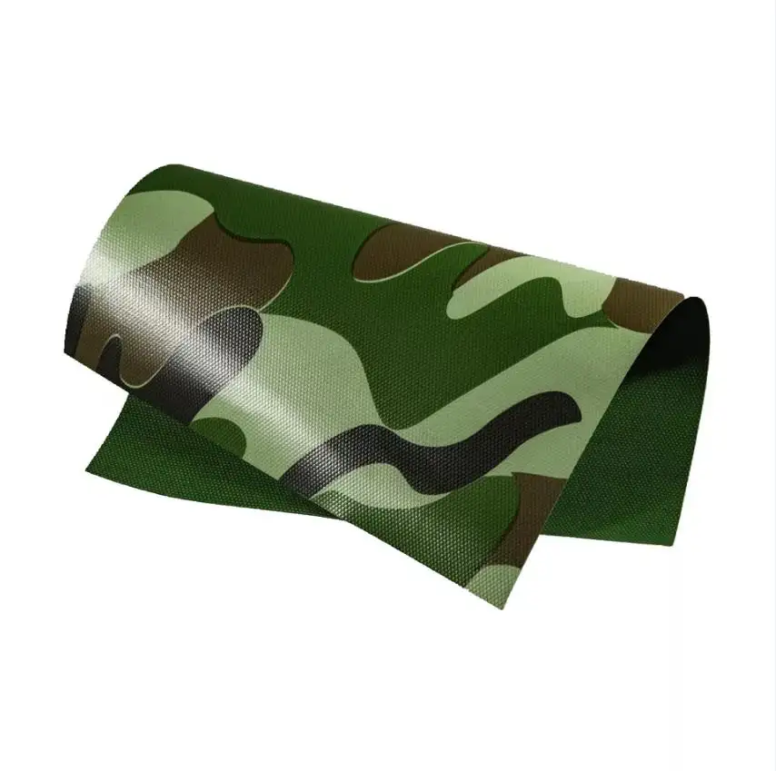 Aangepaste Pvc Gecoate Stof Camouflage Zware Leger Groene Zeildoek Polyester Canvas Waterdichte Dekzeil