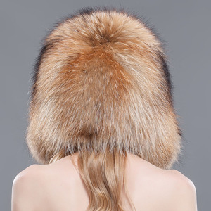 Toàn Bộ Bất <span class=keywords><strong>Fox</strong></span> Fur Mũ Cho Phụ Nữ Mùa Đông Ấm Áp Unisex Đan Chính Hãng Lông Mũ Với Fluffy Fur Pompoms - Product Image 2