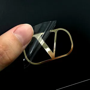 Custom Printing 3D Logo Transfer Sticker Label Electroforming Metal Nickel Gold Waterproof Self Adhesive Stickers