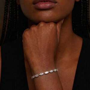 Pulsera de Diamantes con Corte Marquesa de 9 CTW |   Pulsera de tenis con diamantes certificados E-F VVS - Product Image 4