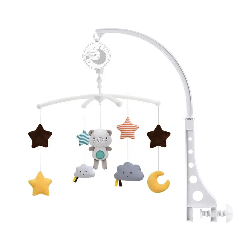 OEM custom baby music hanging toys crib rotation nursery music baby mobile Bear clouds moon and stars toys