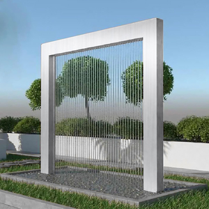 Fontaine à boule en acier inoxydable poli, moderne et abstraite, pour extérieur, sculpture aquatique, écologique, garantie 5 ans - Product Image 1