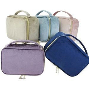 Bolsa de Maquillaje de Terciopelo de Gran Capacidad, Caja de Almacenamiento de Artículos de Aseo Portátil Multifuncional para Viaje, Caja de Almacenamiento de Terciopelo - Product Image 2