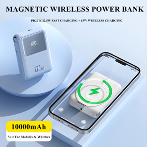Batería Externa Ultraportátil <span class=keywords><strong>de</strong></span> 10000mAh con Carga Rápida <span class=keywords><strong>de</strong></span> 22.5W, Magnética e Inalámbrica 2 en 1, Cable Desmontable para Teléfonos y Relojes Inteligentes - Product Image 5