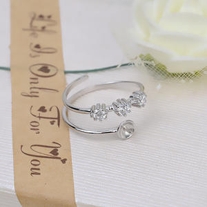 Anneau ouvert en argent S925, accessoires de bijoux en perles DIY, support vide pour anneau de cheveux et anneau de doigt, anneaux de mode 1884 - Product Image 2