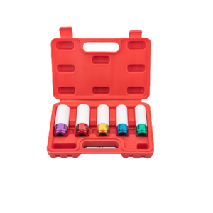 Jeu de douilles à chocs anti-rayures 5 pièces 15-22 mm 1/2 pouce, conception à paroi mince avec douilles de protection codées par couleur, empêche les dommages aux roues - Product Image 1