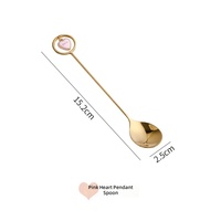 Ensemble cuillère et fourchette en acier inoxydable avec pendentif étoile et cœur, cuillère à café décorative à long manche, fourchette à dessert pour café