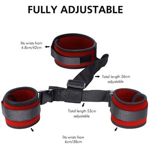 Set BDSM SM per il bondage: Cinghie per collo e polsi, Imbracatura regolabile, Manette per le mani, Collare, Benda per gli occhi, Giocattoli sessuali da letto, Fornitura all'ingrosso, Nero, Alta qualità - Product Image 3