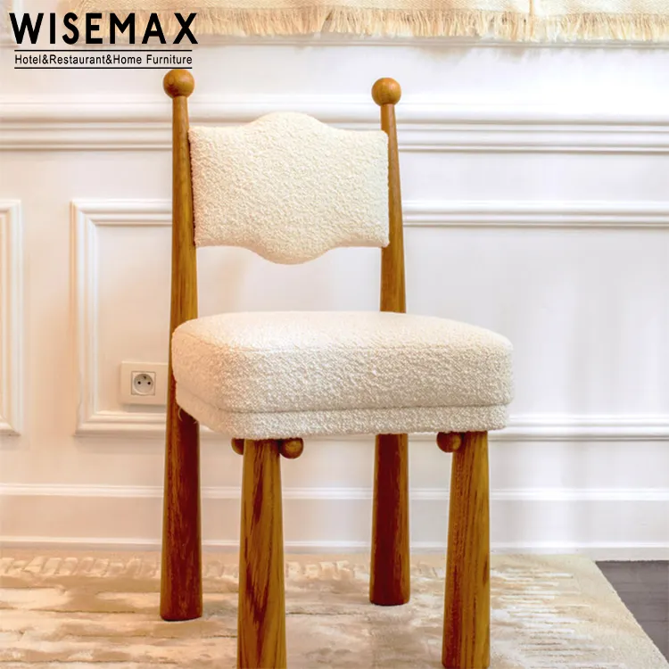 WISEMAX MEUBLES moderne restaurant meubles en bois dossier haut rose velours salle à manger chaise ensemble lambwool teddy loisirs salle à manger chaise