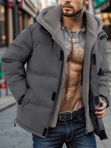 Veste coupe-vent lourde pour hommes manteau d'extérieur décontracté à manches longues veste <span class=keywords><strong>en</strong></span> duvet à capuche pour hommes manteau matelassé doublé Sherpa - Product Image 3