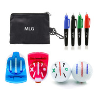 TRI-LINE Balle De Golf Alignement Kit avec Carry Case | Swing Chemin Flèches & Ball Identificateurs Haute Qualité