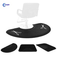 Tapis de salon semi-circulaire professionnel pour barbiers - Tapis anti-fatigue pour chaise de coiffeur - Tapis de sol confortable noir