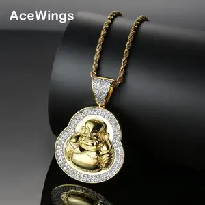 CN016 Bling bling Hip Hop Brass Pendant Gold Color Plated Micro Pave AAA Cubic Zircon Necklace Jewelry for men