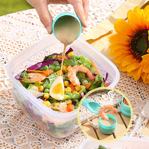 2026 Portable Salad <b>Lunch</b> <b>Box</b> with Dressing Container and Fork Double Layer Leakproof Bento <b>Box</b> for Fruit Vegetable Meal Prep - Product Image 4