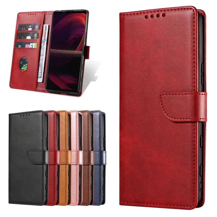 Leather Flip Wallet Case For Sony Xperia 5 iii 5 1 II XA2 XA1 XA Ultra XZ3 XZ2 Premium XZ1 Compact XZ E5 E6 L1 L2 L3 L4 Cover