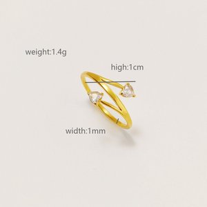 Vente en Gros Bague Ajustable Classique pour Femme en Acier Inoxydable Plaqué Or Taille Personnalisable - Product Image 3