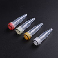 Tubes à centrifuger coniques jetables du fond 1.5ml de chapeau orange bleu jaune rouge matériel de pp micro