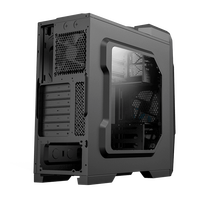 Boîtier de jeu ATX Mid Tower Hauberk G506X en acier noir avec ports USB 3.0/2.0, audio frontal et alimentation inférieure