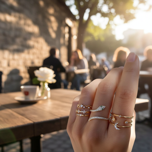 Vendita calda di tendenza stile coreano corona in lega a grappolo anelli per donne intarsio fiore di ragno Design con rodiatura colore 18K - Product Image 3