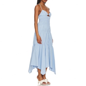 ชุดเดรสแฟชั่นลำลองผ้าฝ้ายแบบสั่งทำ OEM สำหรับผู้หญิง ดีไซน์หรูหราแบบผูกคอ ขายส่ง - Product Image 5