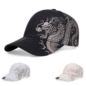 Mũ bóng chày họa tiết rồng phong cách Trung Quốc, Unisex, hợp thời trang, giản dị, nhảy hip-hop đường phố trượt ván mát mẻ - Product Image 1
