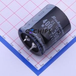 Condensador Electrolítico de Aluminio de Montaje a Presión 400MXH390KCDASN30X35, Componente de Orificio Pasante THT, D30xL35mm 390uF 10% 400V 30mm - Product Image 1