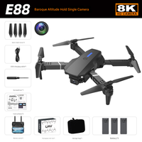 Drone E88 Pro 4K avec double caméra, quadricoptère RC pliable, WiFi FPV, maintien d'altitude, mode sans tête, livraison aux États-Unis en 7 jours