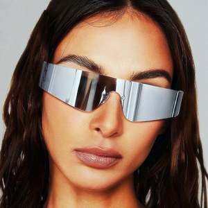 Gafas de Sol Steampunk de Moda 2022 para Hombre y Mujer, Gafas de Sol de una Pieza sin Montura, Gafas Deportivas de Espejo Plateadas Punk - Product Image 1