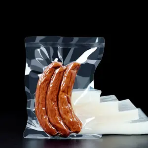 Custom Printed Transparent 3 Sides Seal Freezer Meat Food Vacuum Packaging Bag