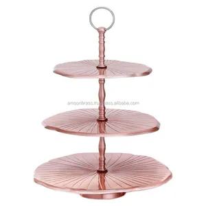 Ginkgo lá phong cách bánh đứng trang trí lá hình dạng Tier Rose Gold kết thúc bánh đứng hoa bánh đứng trang trí đám cưới