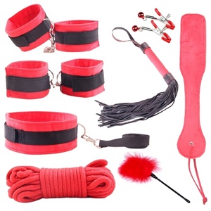 BDSM Bondage Gear Erotic Bed Games Handcuffs Ankle Cuffs <strong>Nipple</strong> <strong>Clamps</strong> Whip Spanking Kit - Product Image 1