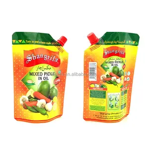 Custom Printing Top Heat Sealed Doypack Spouted Standup Pouch For Salad Dressing Liquid Packaging Bag With Spout