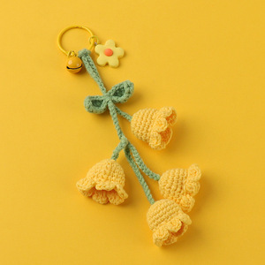 Llavero de Lirio de los Valles Tejido a Crochet, Hecho a Mano, Pequeño Regalo, Colgante Floral para Bolsa de Estudiante, Estilo de Dibujos Animados, Ecológico - Product Image 4