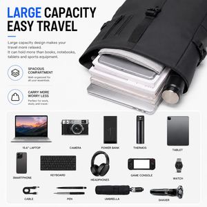 Wholesale Waterproof <b>Roll</b> Top Laptop <b>Backpack</b> Custom Logo Business Travel <b>Backpack</b> Large Capacity Outdoor Commuter <b>Backpack</b> - Product Image 4