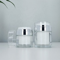 Pot en verre à double paroi de 50 ml avec bouchon pompe sans air, réutilisable, pour crème cosmétique pour le visage