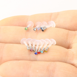<span class=keywords><strong>Piercing</strong></span> para la nariz y el pezón, anillo de cristal acrílico mezclado de 16G, Labret, Monroe, labio, carne, vientre, <span class=keywords><strong>Piercing</strong></span>, Boiflex, 12 colores - Product Image 6