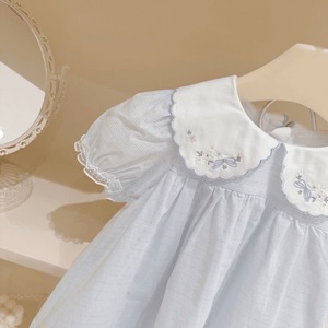 Robe de princesse en coton pour bébé fille, col <span class=keywords><strong>Peter</strong></span> <span class=keywords><strong>Pan</strong></span> brodé, manches bouffantes, pour les fêtes d'été et le quotidien - Product Image 6
