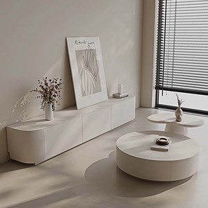 Nghệ thuật sang trọng Thiết kế phòng khách Vòng <span class=keywords><strong>centre</strong></span> bảng hiện đại nhà căn hộ nhỏ đơn giản bằng gỗ Bàn cà phê và TV đứng Set - Product Image 3