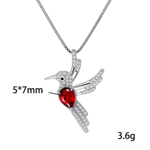Collier pendentif petit oiseau en argent sterling 925 avec cristal, pierre naturelle taille poire 5*7mm, bijoux personnalisés - Product Image 6