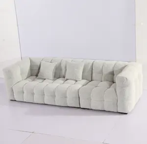 Sofá de 2 3 lugares, sofá branco grande com estofados em tecido moderno para casa e sala de estar