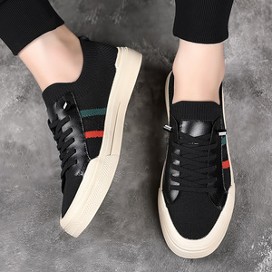 Zapatillas de deporte de malla transpirable para hombre, de verano, con punta redonda, de lona a rayas, informales, ligeras, con entresuela de EVA y suela de goma. - Product Image 4