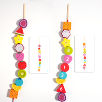 Rompecabezas de Hilo con Número de Fruta Personalizado, Juegos de Cuerda, Bloques Creativos, Cuentas, Tarjetas a Juego, Juguetes Educativos para Niños y Niñas