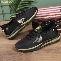 BAEWOON B77 Chaussures de sport pour hommes, baskets décontractées tendance pour l'été, chaussures de course noires à bout rond pour homme, nouvelle collection printemps