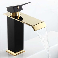 Robinet de lavabo de salle de bain cascade en laiton mélangeur chaud froid grue évier robinet carré robinet de salle de bain
