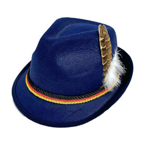 Sombrero de Jazz de fieltro gris alemán, sombrero de <span class=keywords><strong>plumas</strong></span> no tejido de fieltro para festival de cerveza - Product Image 2