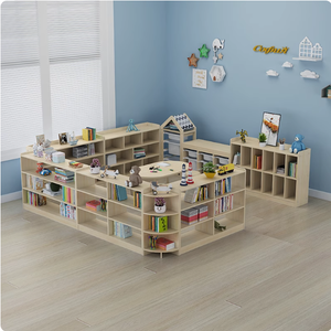 Scaffale Organizzatore in Legno <span class=keywords><strong>Montessori</strong></span> a Quattro Ripiani per Asilo Nido e Scuola Materna - Product Image 1