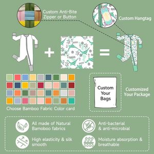 Bambú bebé Onesie Pjs bambú cremallera <span class=keywords><strong>Pijamas</strong></span> bebé personalizado recién nacido ropa de bebé bambú niños otoño ropa - Product Image 5