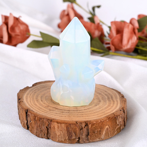 New Arrival Natural <b>Crystal</b> <b>Cluster</b> Point Carving Wand Opalite Black Obsidian Gemstone Tower for Home Decor - Product Image 5