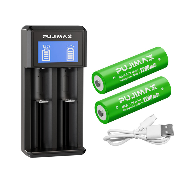 PUJIMAX 2 Slots Universal 18650 Li-ion Battery Charger 3.7V Multi Function Fast USB Charger Compatible With Rechargeable Battery
