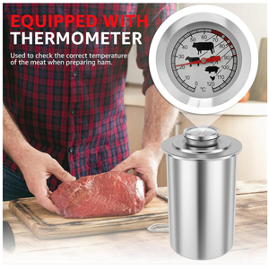 Prensa para Hamburguesas y Embutidos de Acero Inoxidable con Termómetro de Dial y Resorte de Compresión - Product Image 4